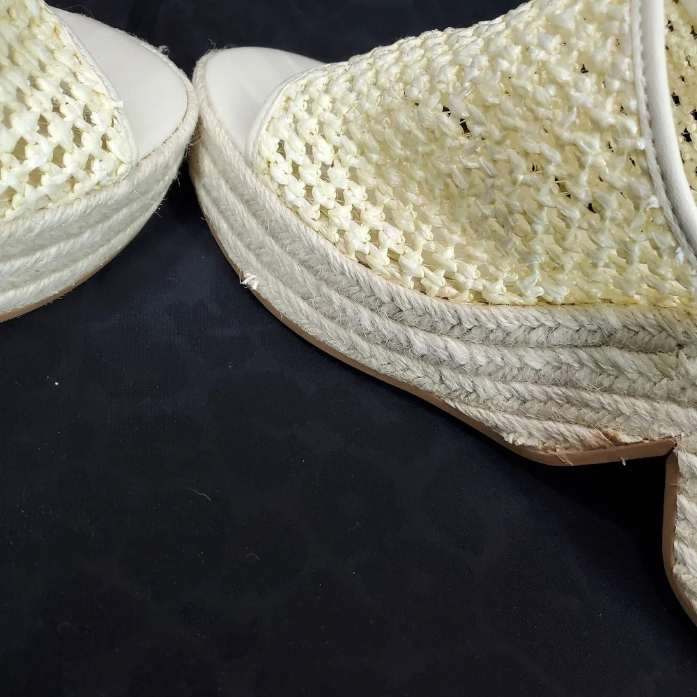 Dolce Vita Womens Saydie Cream Raffia Slip On Wedge Platform Sandals  Size 9.5 - Picture 9 of 15